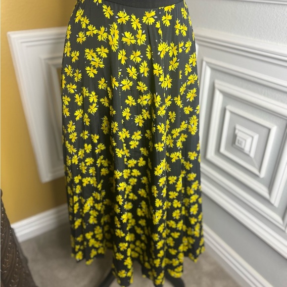 Derek Lam Collective Floral Pleated Skirt - Black and Yellow - Picture 2 of 6